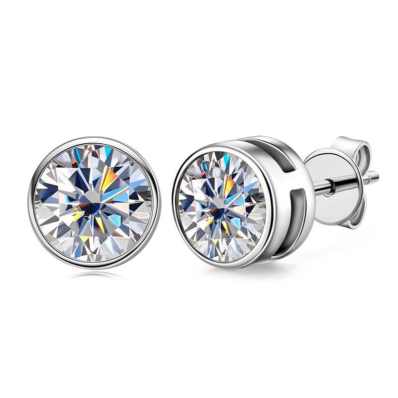 Round Shaped Moissanite Stud Earrings Sterling Silver S925 - immagine 6