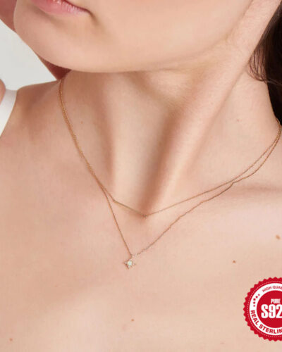 Vista alternativa dell'S925 8 point Star Necklace with Opal Gemstone Wholesale