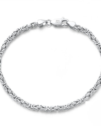 S925 Byzantine Chain Silver Bracelet Wholesale White gold plated