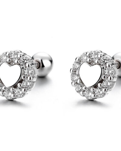 S925 Heart Silver Stud Earrings with Cubic Zirconiaの別ビュー
