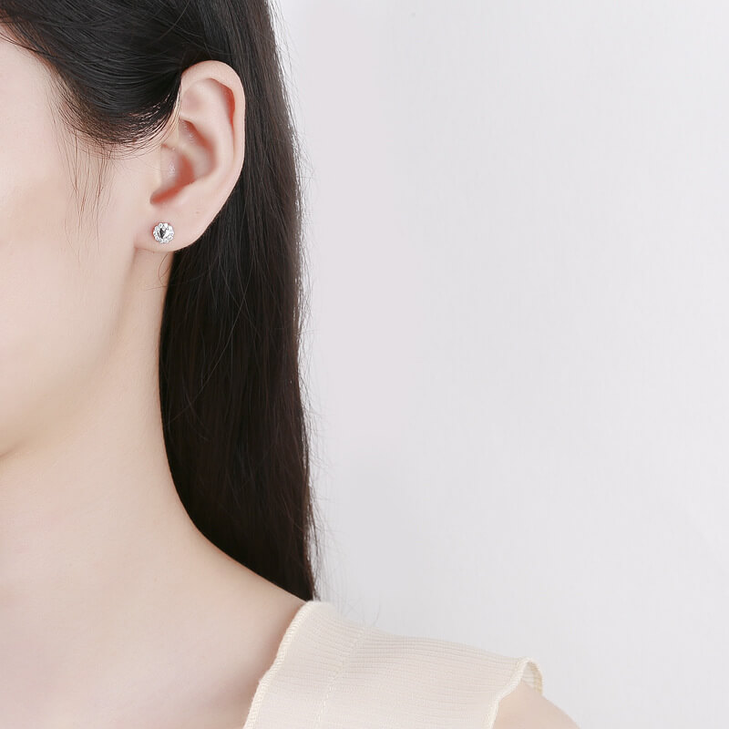 S925 Heart Silver Stud Earrings with Cubic Zirconia - Image 7
