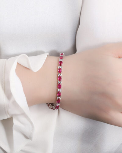 Alternatief beeld van S925 Multi-Colored Gemstone Tennis Bracelet Wholesale