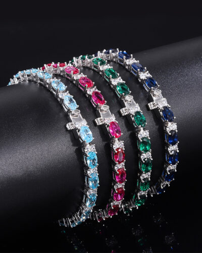 S925 Multi Colored Gemstone Tennis Bracelet Wholesale
