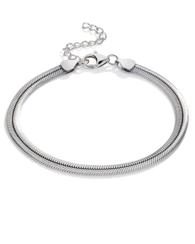 S925 Silver Flat Snake Chain Bracelet for Men