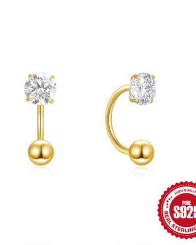 S925 Silver Huggie Half Hoop Earrings with 5A CZ 10