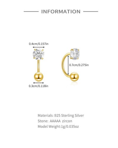 S925 Silver Huggie Half Hoop Earrings with 5A CZ 2