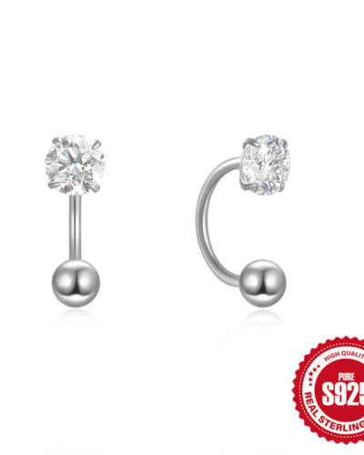 S925 Silver Huggie Half Hoop Earrings with 5A CZ