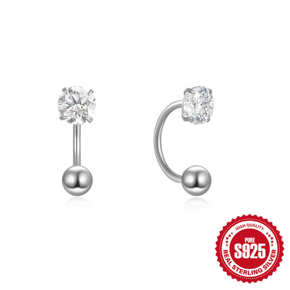 S925 Silver Huggie Half Hoop Earrings with 5A CZ