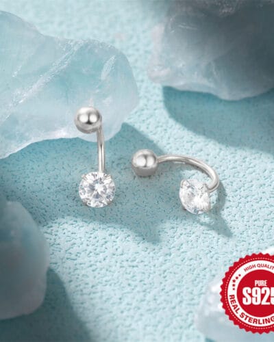 S925 Silver Huggie Half Hoop Earrings with 5A CZ 8