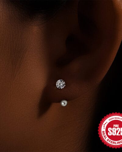 S925 Silver Huggie Half Hoop Earrings with 5A CZ 9