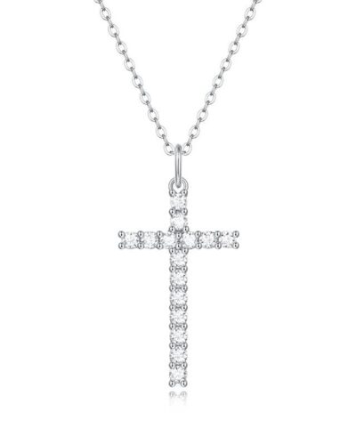 S925 Silver Moissanite Cross Pendant Chain Wholesale (1)