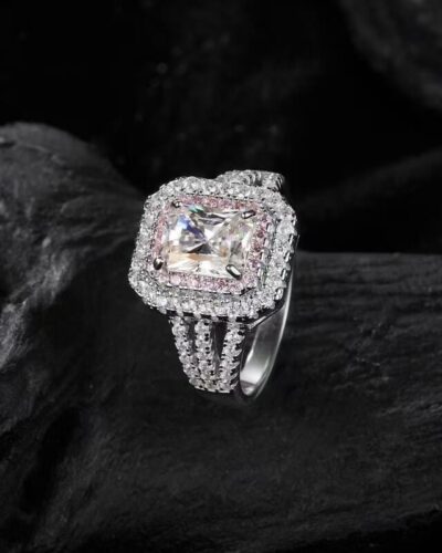 S925 Sterling Silver 2 Carat Moissanite Square Ring Bulk