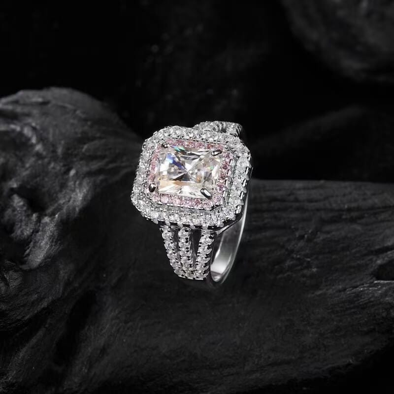 S925 Sterling Silver 2 Carat Moissanite Square Ring Bulk