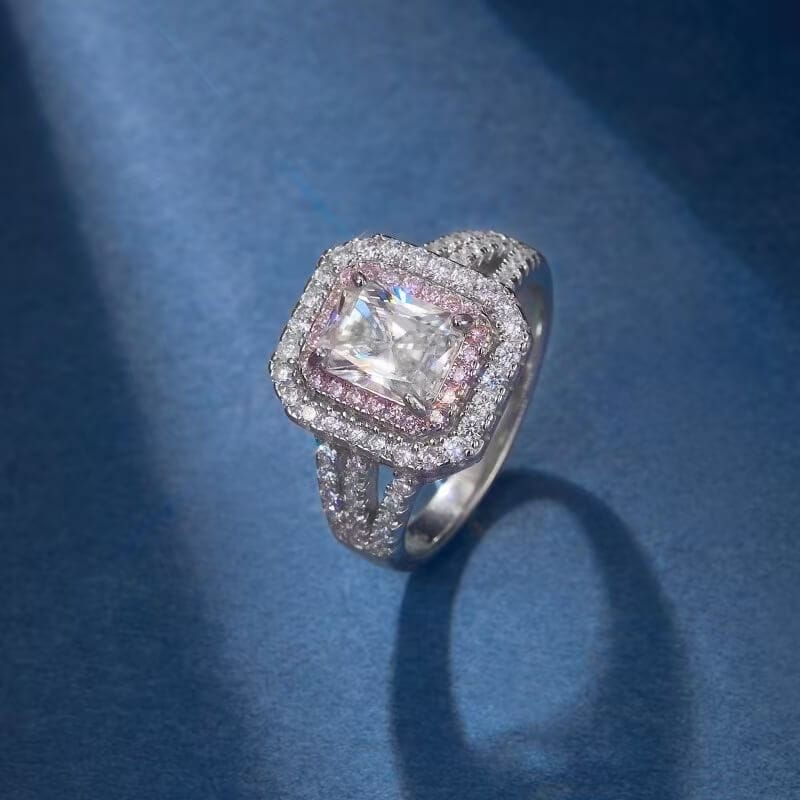 S925 Sterling Silver 2 Carat Moissanite Square Ring Bulk