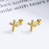 Screw-in Design 925 Sterling Silver Cross Earrings Bulk show