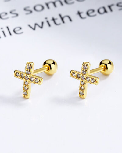 Screw-in Design 925 Sterling Silver Cross Earrings Bulk show