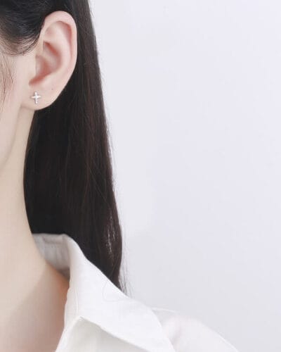 Screw in Design 925 Sterling Silver Cross Earrings Bulk 4