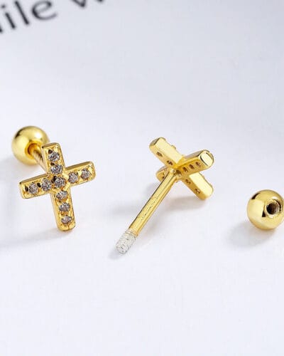 Screw in Design 925 Sterling Silver Cross Earrings Bulk 5