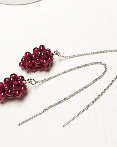 Garnet Crystal Earrings Ear Line with Grape Shape Bulk