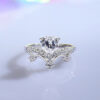 Silver Engagement Ring with Moissanite in Romantic Heart Design