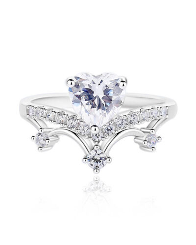 Silver Ring with Moissanite in Romantic Heart Design
