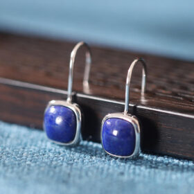 Simple 925 Sterling Silver Earring Hooks Lapis Lazuli