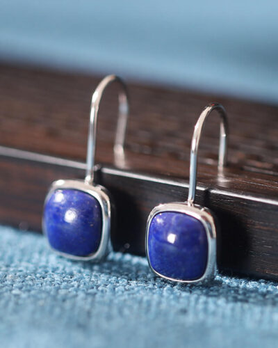 Simple 925 Sterling Silver Earring Hooks Lapis Lazuli