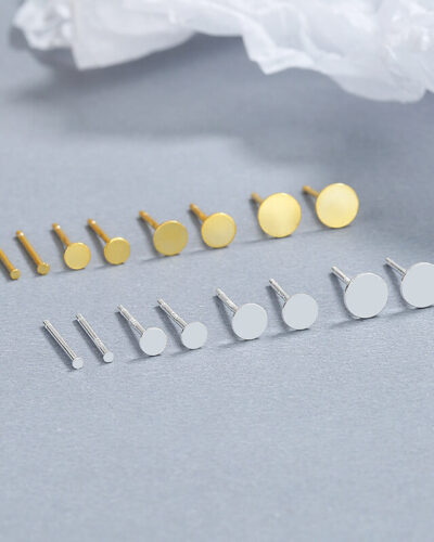 Simple Flat Round Silver Stud Earrings for Women Wholesale