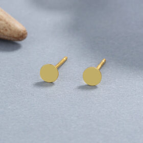 Simple Flat Round Silver Stud Earrings for Women Wholesale gold