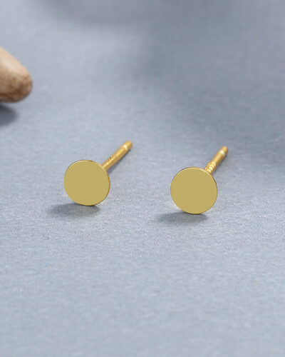 Simple Flat Round Silver Stud Earrings for Women Wholesale gold