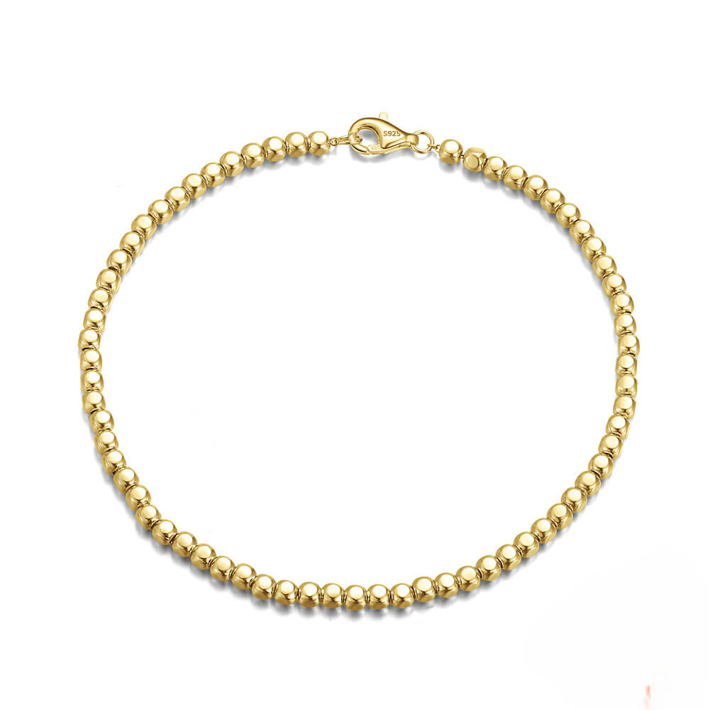 Simple Gold Plated 925 Sterling Silver Ball Beads Bracelet gold