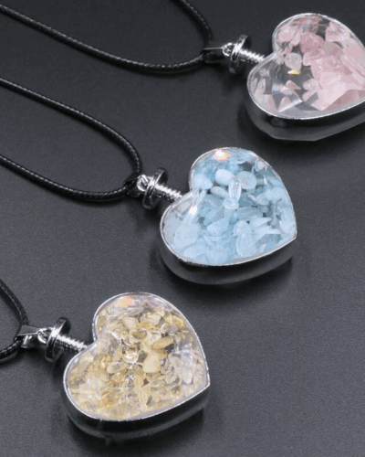 Simple Heart Citrine Crystal Necklace Chip Stones Pendant Wholesale