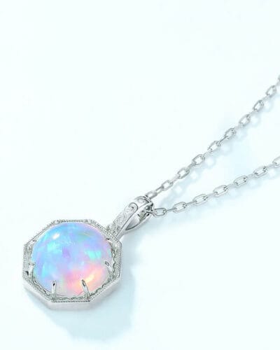 Simple Style 925 Sterling Silver Opal Necklace Wholesale 6