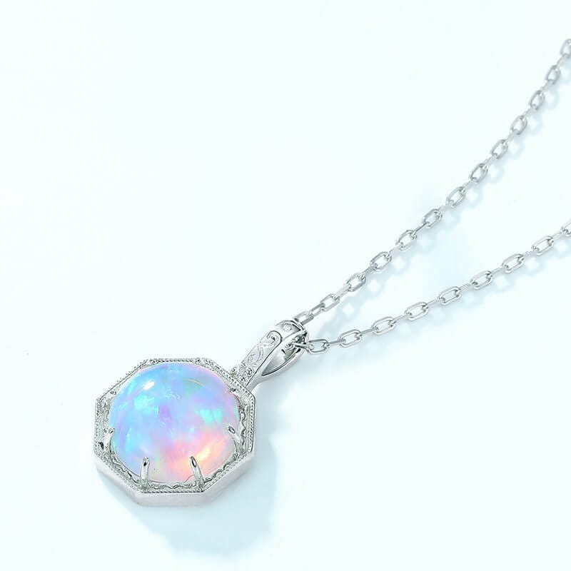 Simple Style 925 Sterling Silver Opal Necklace Wholesale - Image 3