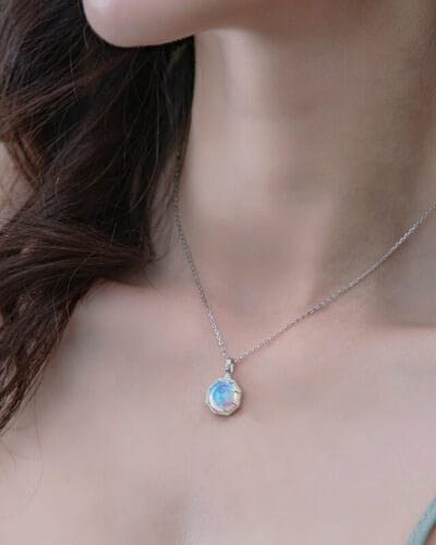 Simple Style 925 Sterling Silver Opal Necklace Wholesale 7