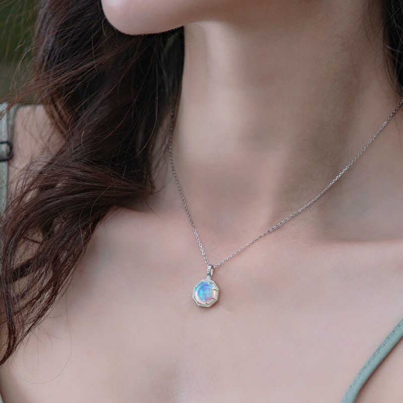 Simple Style 925 Sterling Silver Opal Necklace Wholesale 7