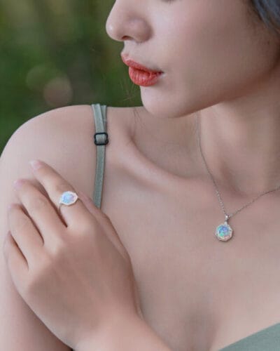 Simple Style 925 Sterling Silver Opal Necklace Wholesale 8