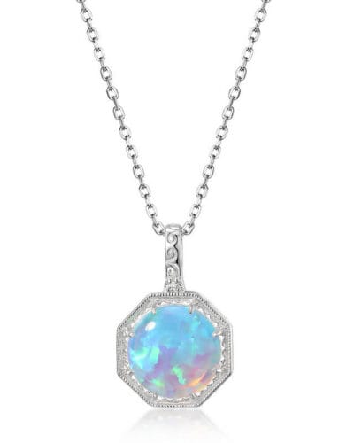 Simple Style 925 Sterling Silver Opal Necklace Wholesale 9