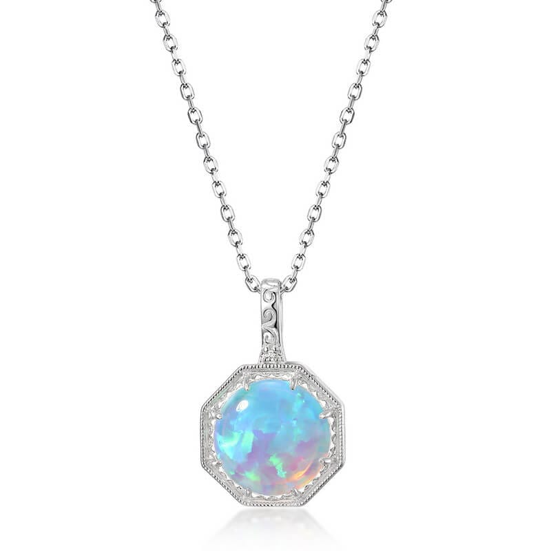 Simple Style 925 Sterling Silver Opal Necklace Wholesale - Image 9