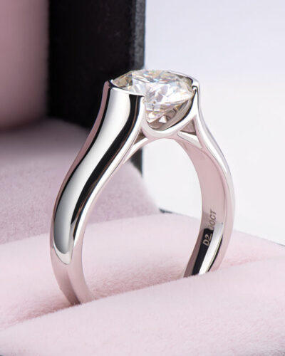 Solitaire Moissanite Engagement Ring with 925 Sterling Silver