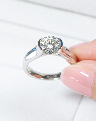 Alternative view of Solitaire Moissanite Engagement Ring with 925 Sterling Silver