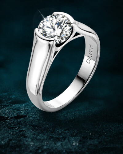 Solitaire Moissanite Engagement Ring with 925 Sterling Silver