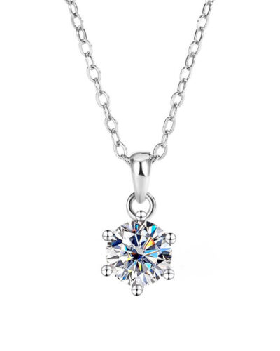 Solitaire Moissanite Necklace with Cable Chain Plating Inlay