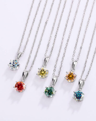 Solitaire Moissanite Necklace with Cable Chain Plating Inlay