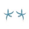 Sparkly Plated White Gold Sterling Silver Stud Starfish Earrings SHOW