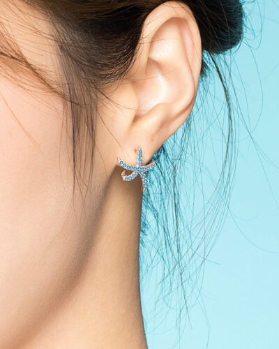 Alternative Ansicht von Sparkly Plated White Gold Sterling Silver Stud Starfish Earrings