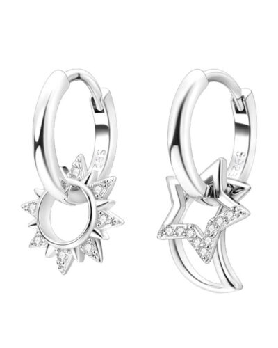 Sparkly Star 925 Sterling Silver Dangle Earrings SHOW