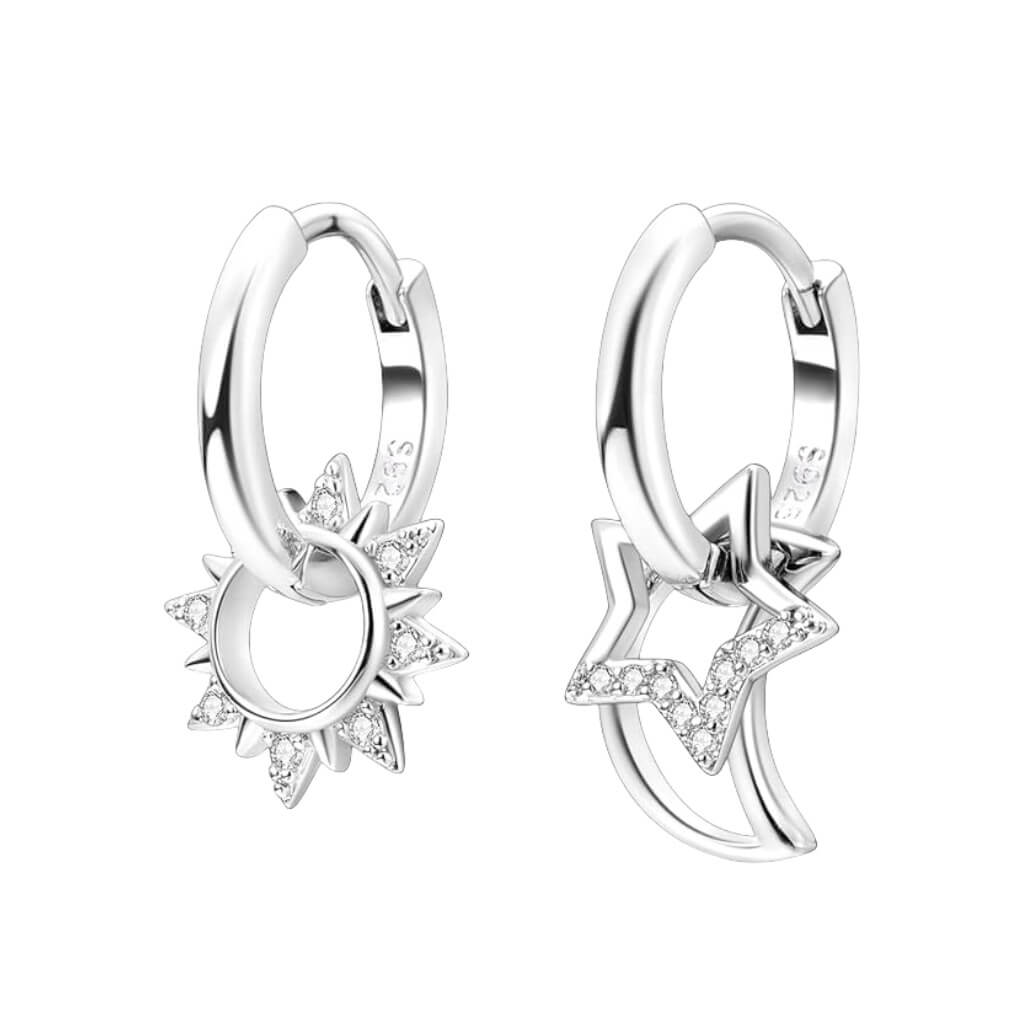 Sparkly Star 925 Sterling Silver Dangle Earrings SHOW