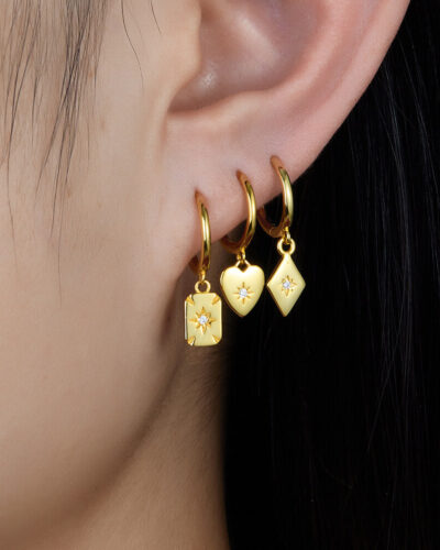 Square 925 Sterling Silver Dangle Hoop Earringsの別ビュー