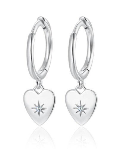 Square 925 Sterling Silver Dangle Hoop Earrings STYLE 3 WHITE GOLD PLATED